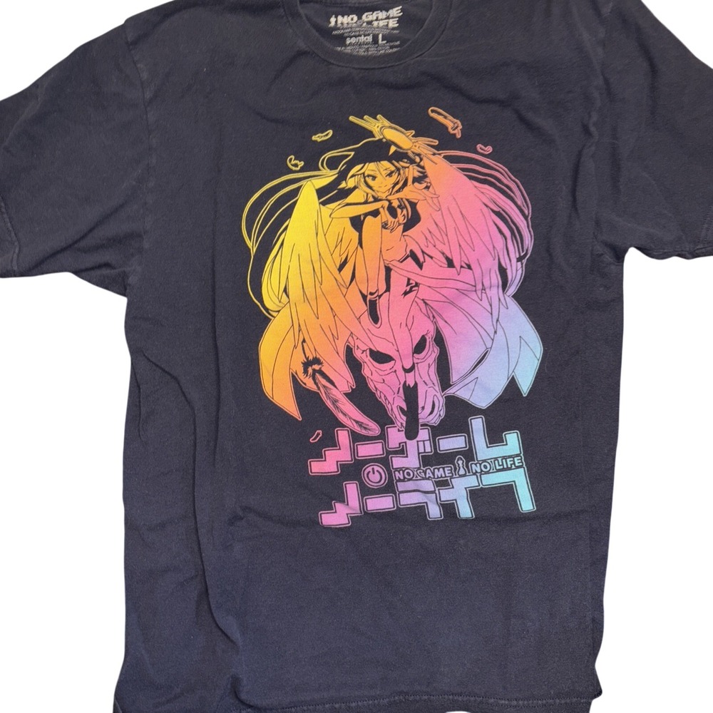 No Game No Life Jibril Anime Graphic T-Shirt Navy Blue‎ Sentai Filmworks Large
